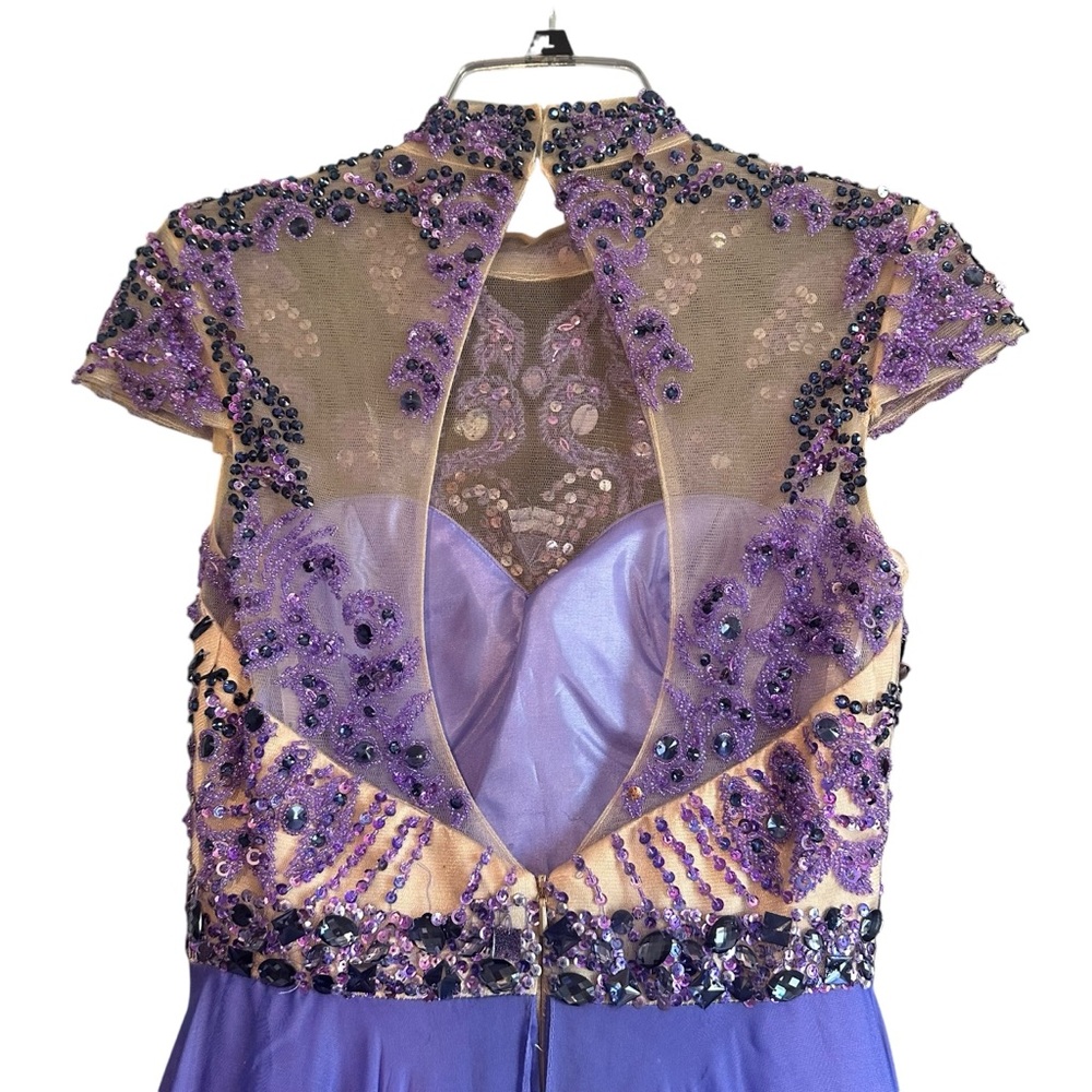 Sherri Hill VTG Maxi Dress Ball Gown Prom Sz 4 Purple Beaded Layered Sheer Fairy - Picture 5 of 12
